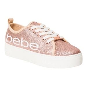 BeBe Rose Gold Dovie Logo Sneakers Size 8